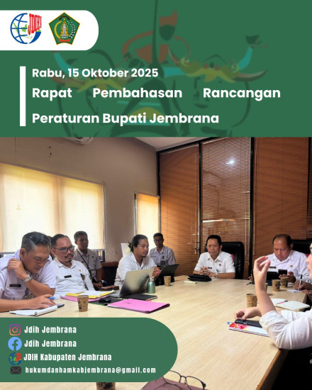 RAPAT PEMBAHASAN RANCANGAN PERATURAN BUPATI JEMBRANA TENTANG PENYELENGGARAAN JEMBRANA INVESTMENT CENTRE DAN PEDOMAN PENYUSUNAN APBD DESA TAHUN ANGGARAN 2026