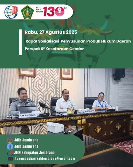 RAPAT SOSIALISASI PENYUSUNAN PRODUK HUKUM DAERAH PERSPEKTIF KESETARAAN GENDER