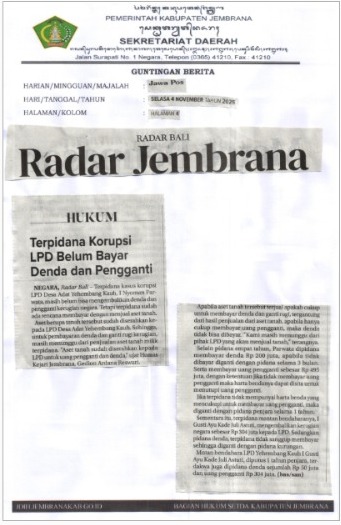 TERPIDANA KORUPSI LPD BELUM BAYAR DENDA DAN PENGGANTI